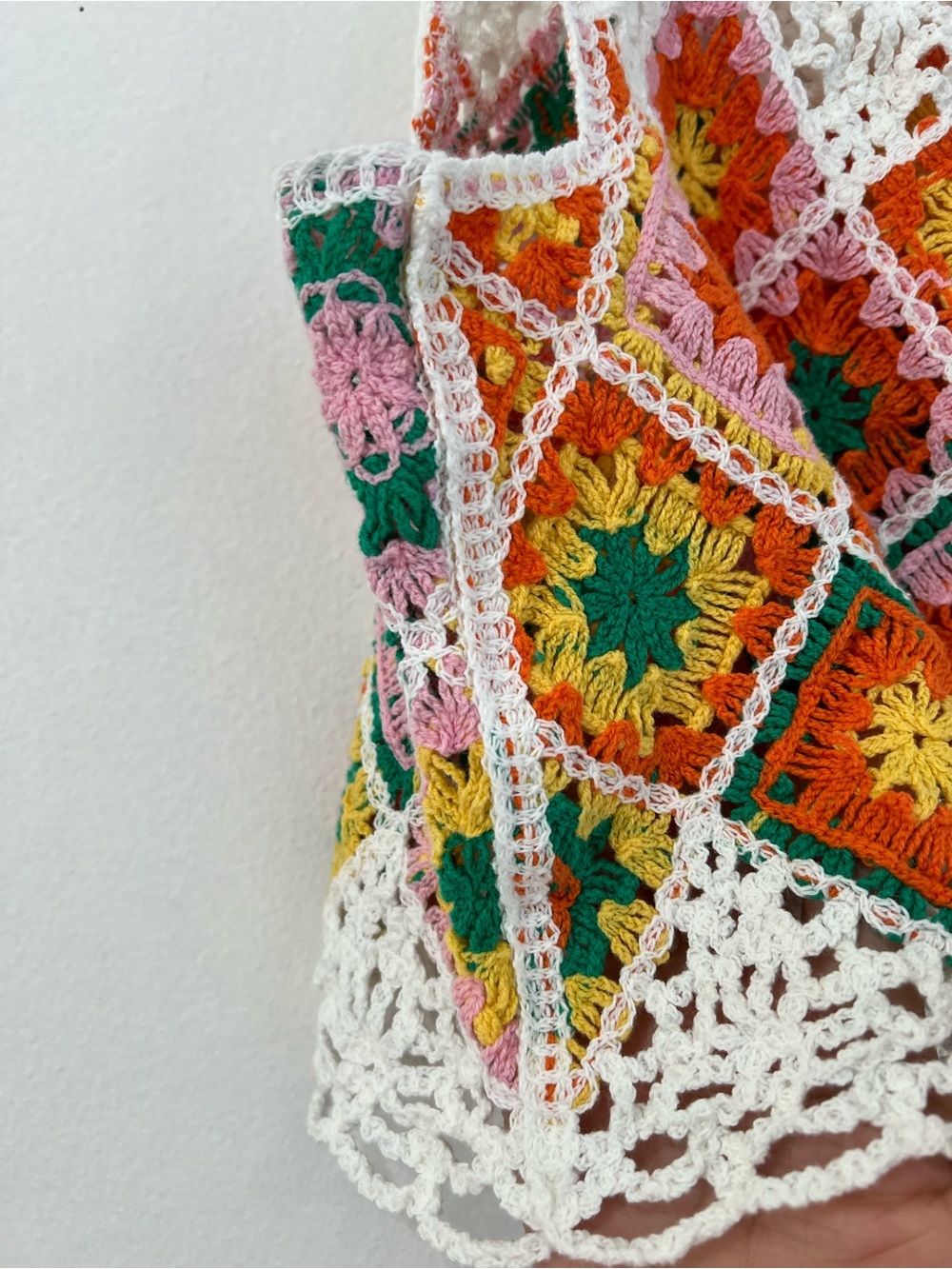 REBELLION White Crochet Floral Patchwork Crop Tank Top boho   XL - Picture 5 of 9